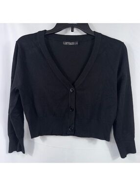 Urban CoCo Black Cropped V-Neck Cardigan Small